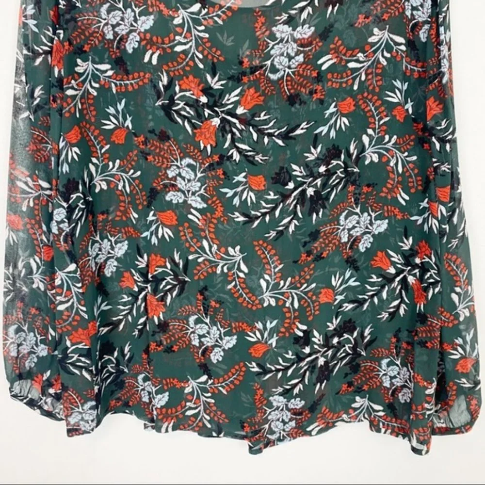 Maje | Lo Fleur Crepe Georgette Sheer Blouse Size 3 / L / 8/10 - Picture 7 of 9